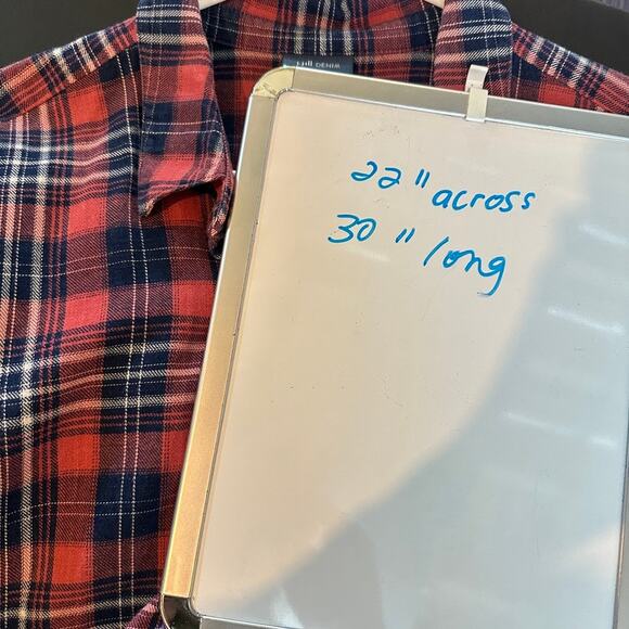 J Jill Denim Tunic LARGE Lagenlook Oversized Flannel Plaid Button Down Shirt - Picture 14 of 14